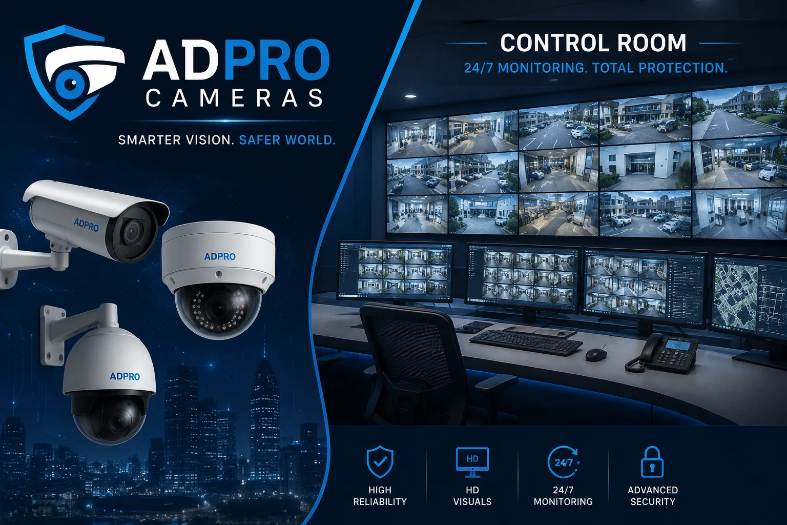 Security and monitoring systems visual showing connected surveillance and operational monitoring workflows.
