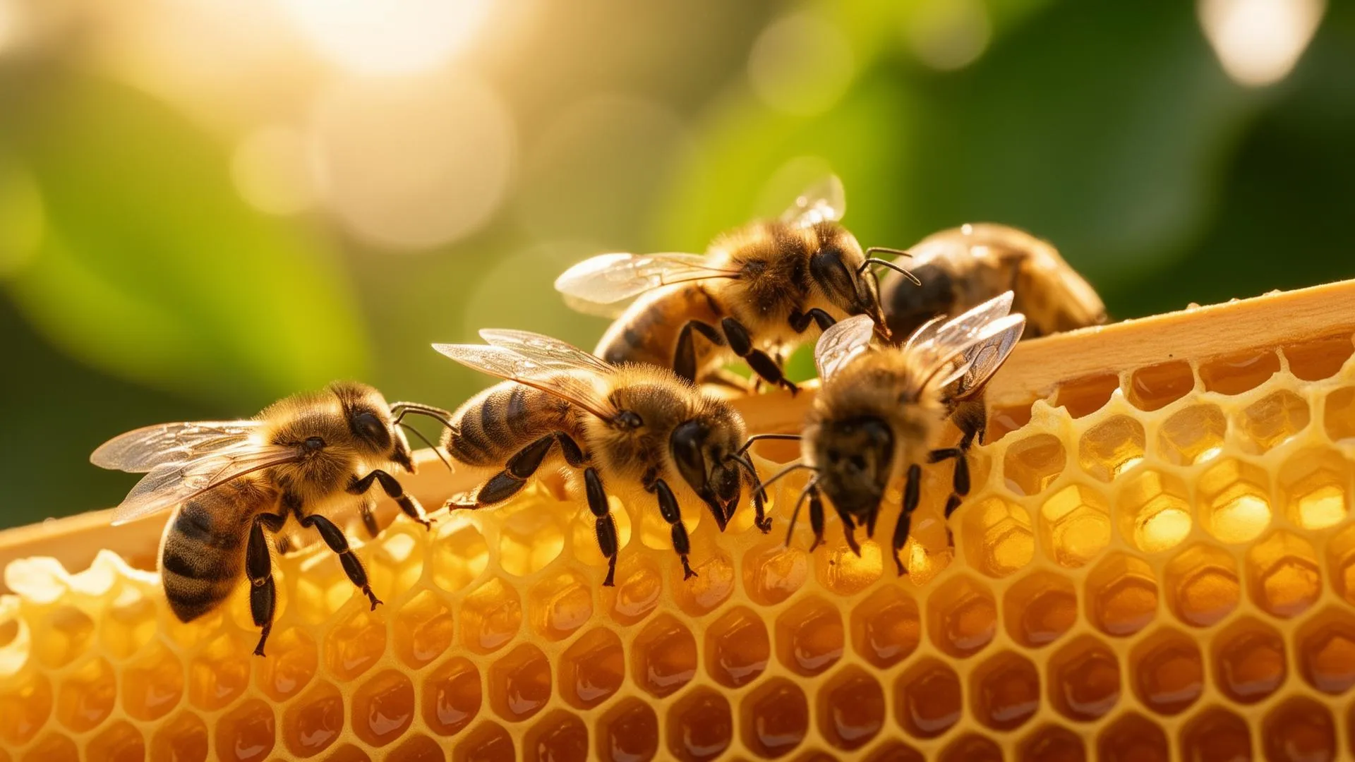 Hive Rescue site visual showing bees on honeycomb.